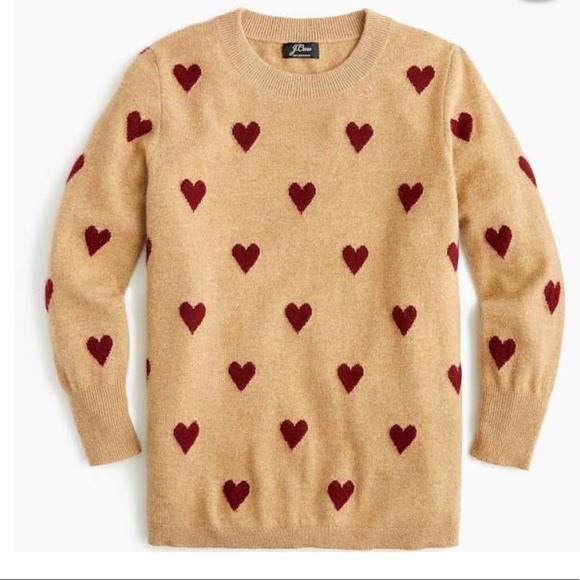 J. Crew Sweaters - J.CREW Crewneck Intarsia Heart  Cashmere Sweater